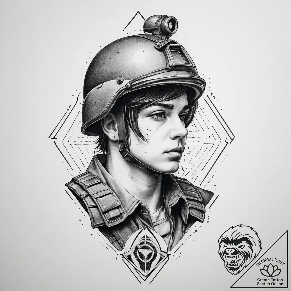 Tattoo sketch soldier with a tank, tattoo ske... - tattoo sketch (№1760305533_0, 12.10.2025 21:45) — tattoovalue.net