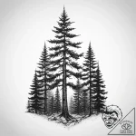 Tattoo sketch pine tree forest silhouette, ta… – tattoo sketch (№1760305750_0, 12.10.2025 21:49) — tattoovalue.net
