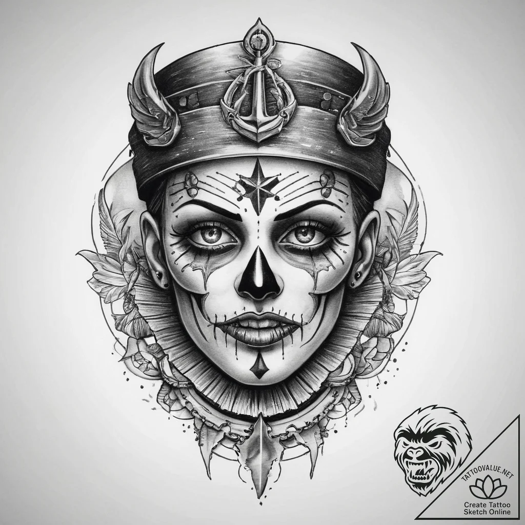Horror & thriller, artistic tattoo sketch, bl... - tattoo sketch (№1760306832_0, 12.10.2025 22:07) — tattoovalue.net