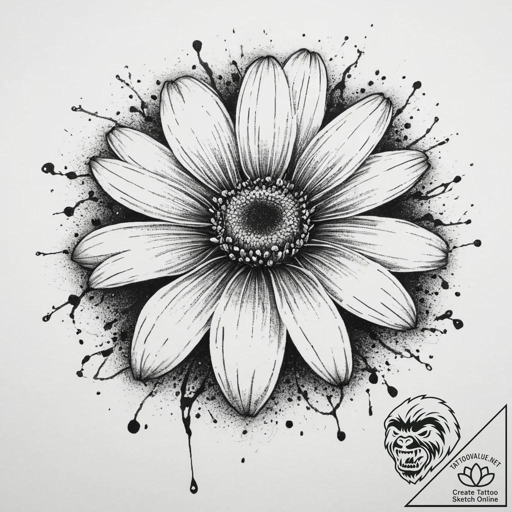 Tattoo sketch daisy, artistic tattoo sketch,... - tattoo sketch (№1760308361_0, 12.10.2025 22:32) — tattoovalue.net