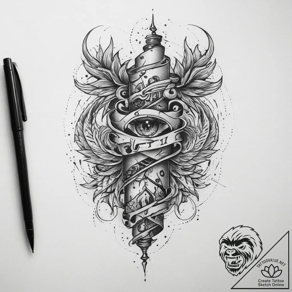 Tattoo sketch hands with a scroll, tattoo fla... - tattoo sketch (№1760309012_0, 12.10.2025 22:43) — tattoovalue.net