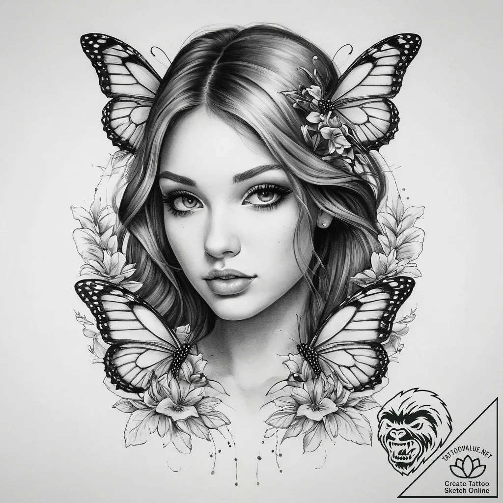 Tattoo sketch butterfly girl tattoo, tattoo f... - tattoo sketch (№1760309445_0, 12.10.2025 22:50) — tattoovalue.net