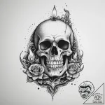 Tattoo sketch dark academia skull and a candl… – tattoo sketch (№1760314009_0, 13.10.2025 00:06) — tattoovalue.net