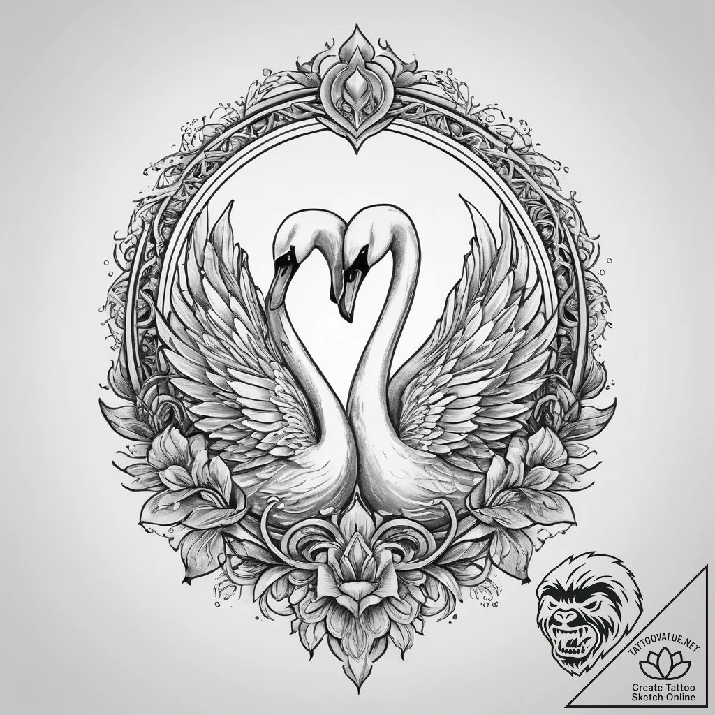 Tattoo sketch swan tattoo, tattoo flash sheet... - tattoo sketch (№1760314442_0, 13.10.2025 00:14) — tattoovalue.net