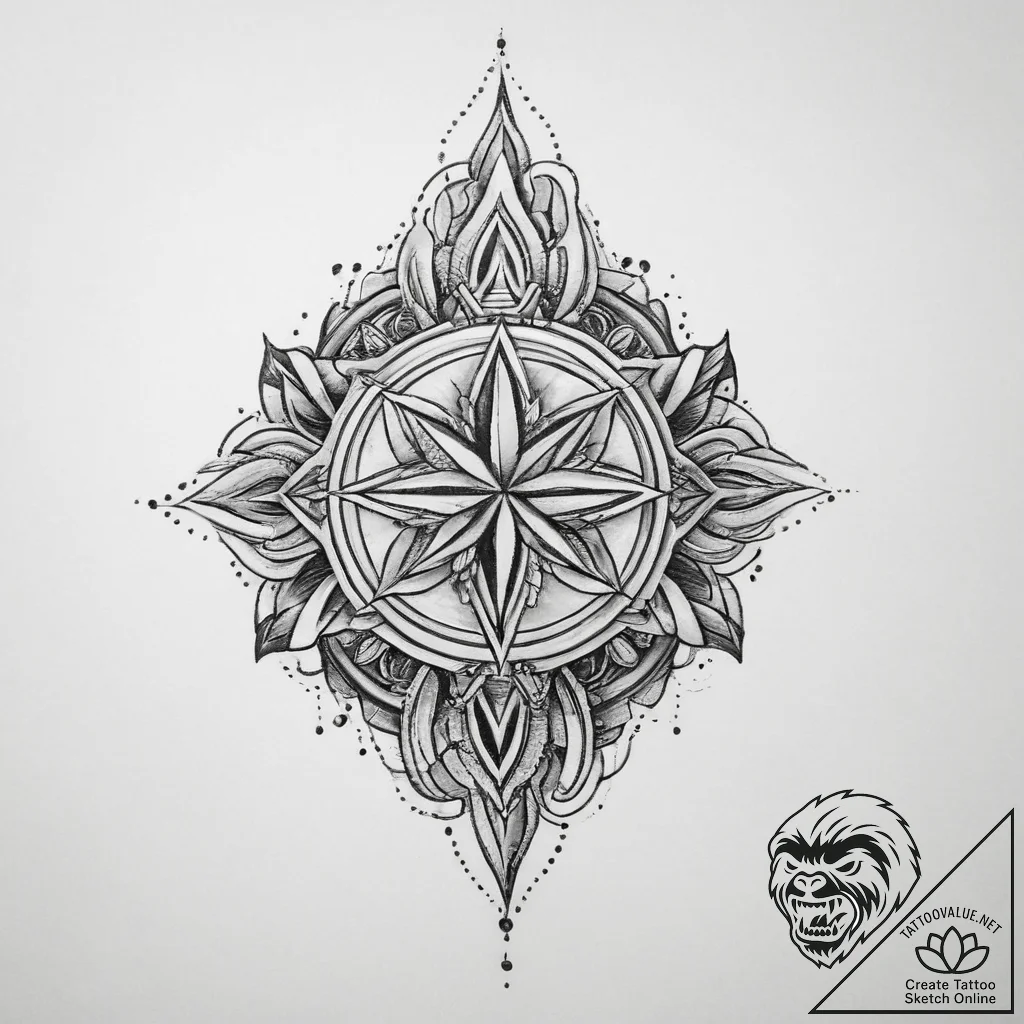 Tattoo sketch sacred story, concept art for t... - tattoo sketch (№1760315092_0, 13.10.2025 00:24) — tattoovalue.net