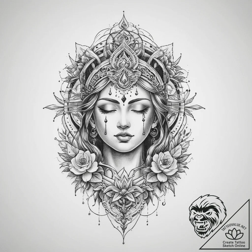 Tattoo sketch spiritual scene - tattoo sketch (№1760315525_0, 13.10.2025 00:32) — tattoovalue.net