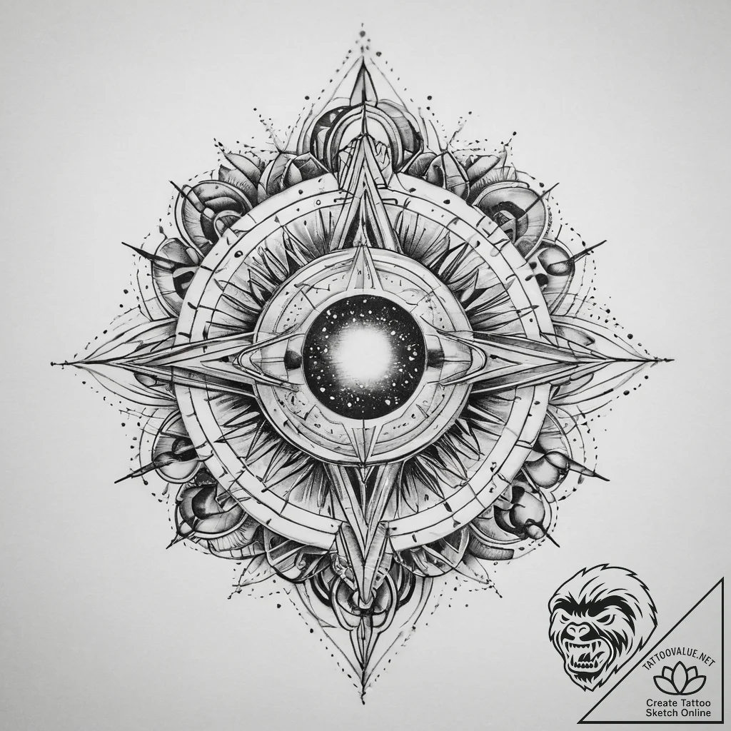Tattoo sketch cosmic dimension, artistic tatt... - tattoo sketch (№1760316608_0, 13.10.2025 00:50) — tattoovalue.net