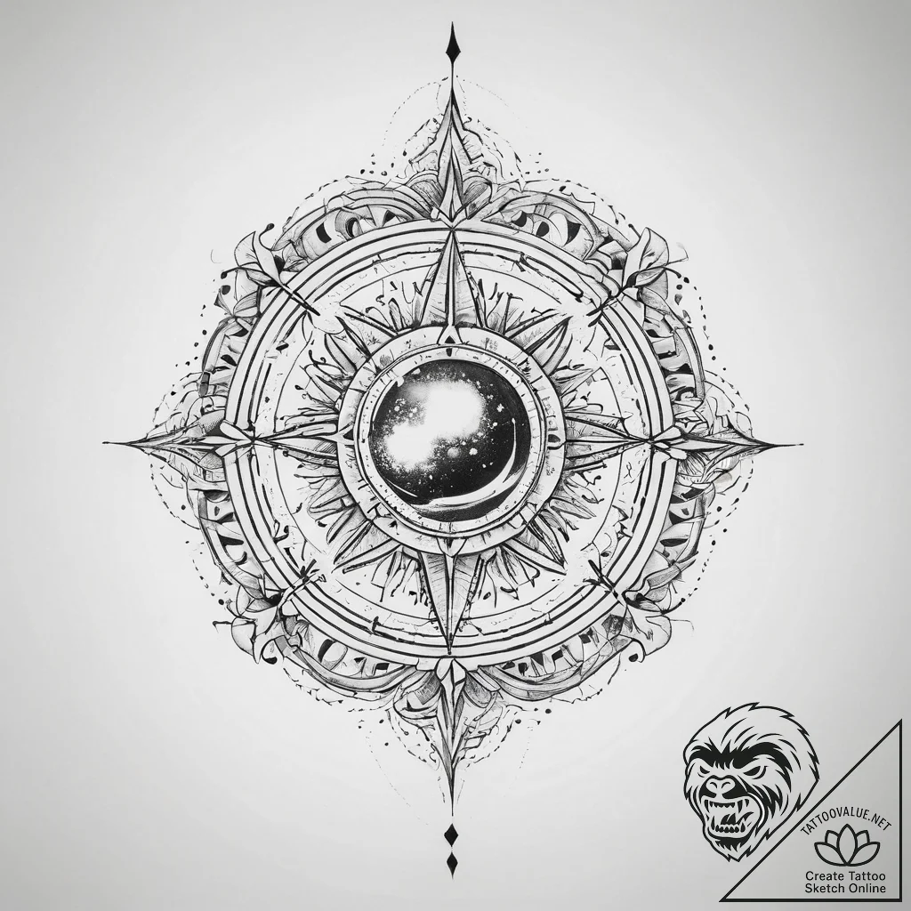 Tattoo sketch cosmic foundation - tattoo sketch (№1760317042_0, 13.10.2025 00:57) — tattoovalue.net