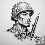 Tattoo sketch soldier with a pen, concept art… – tattoo sketch (№1760320107_0, 13.10.2025 01:48) — tattoovalue.net