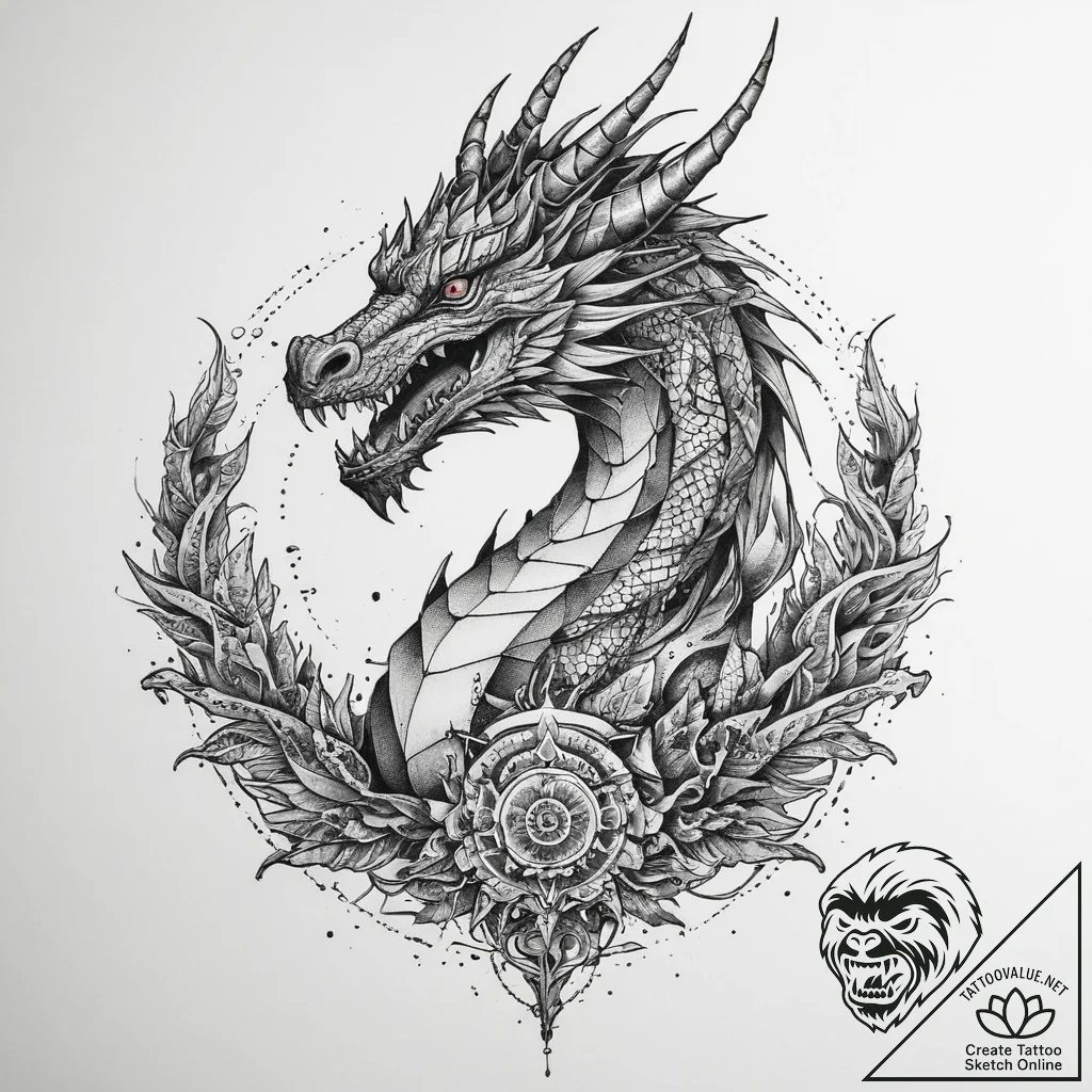 Tattoo sketch узор в виде дракона, artistic t... - tattoo sketch (№1760321413_0, 13.10.2025 02:10) — tattoovalue.net