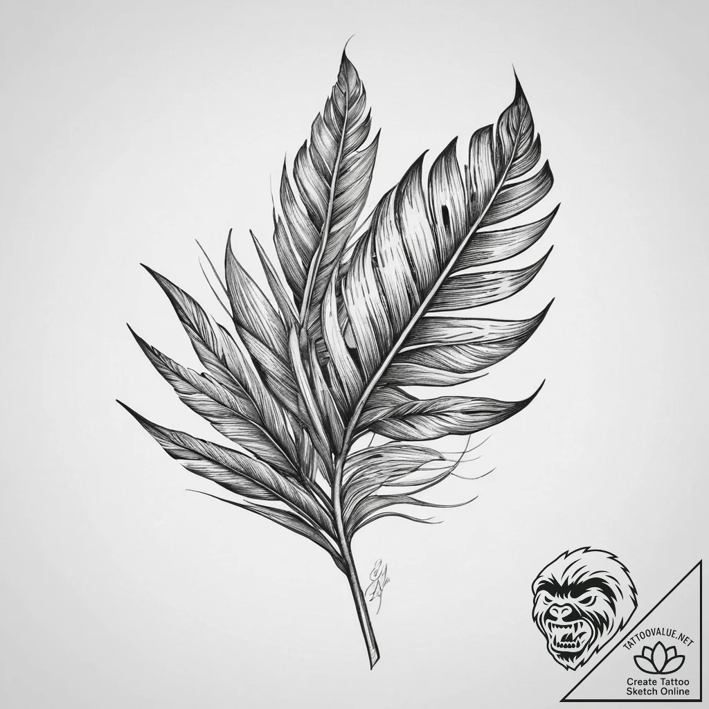 Tattoo sketch palm leaf, artistic tattoo sket... - tattoo sketch (№1760321854_0, 13.10.2025 02:17) — tattoovalue.net