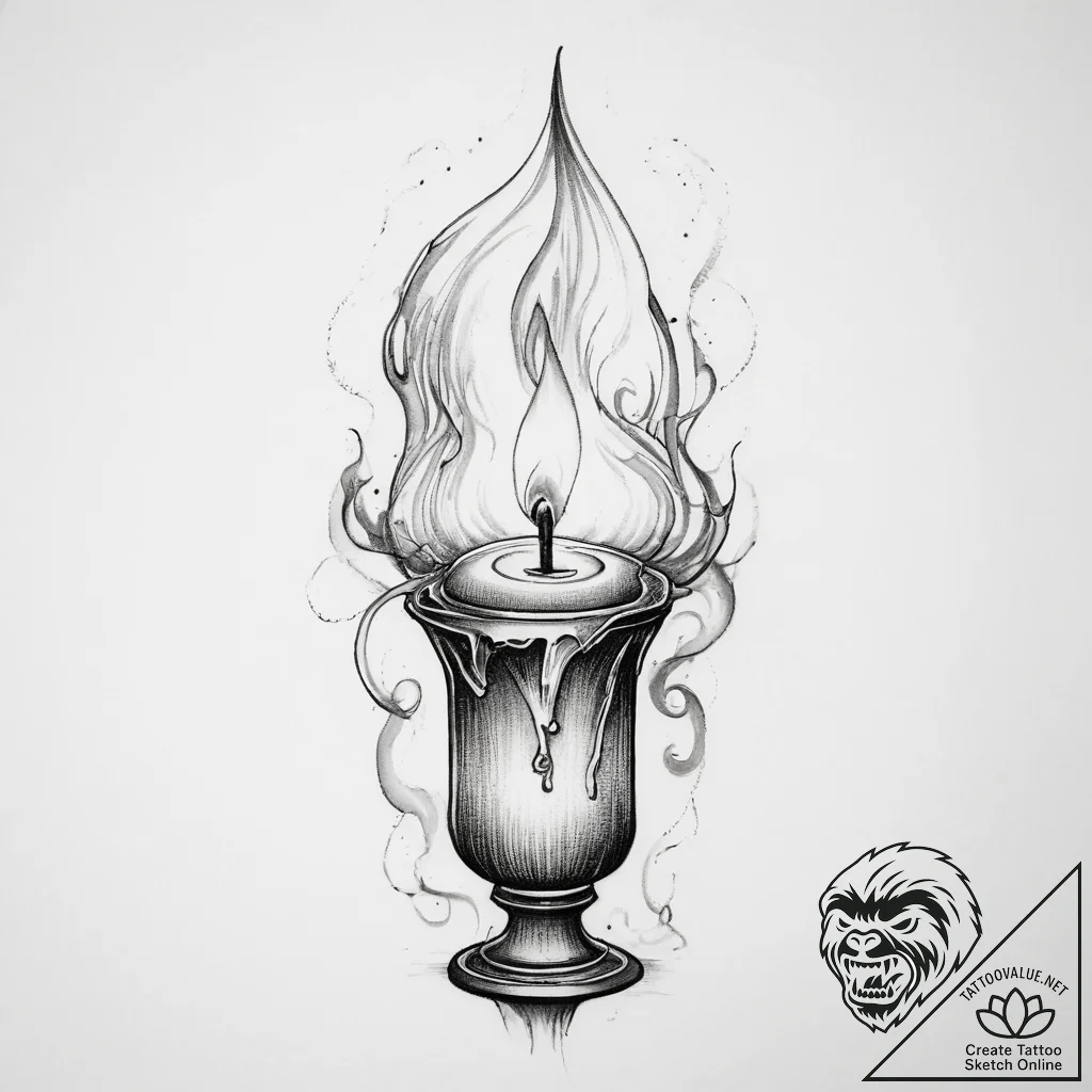 Tattoo sketch lit candle with a wisp of smoke - tattoo sketch (№1760322072_0, 13.10.2025 02:21) — tattoovalue.net