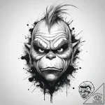 Tattoo sketch the grinch with a hand, tattoo… – tattoo sketch (№1760322737_0, 13.10.2025 02:32) — tattoovalue.net