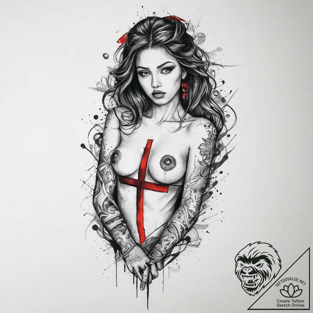 Tattoo sketch fine line of a woman's body, ta... - tattoo sketch (№1760322954_0, 13.10.2025 02:35) — tattoovalue.net