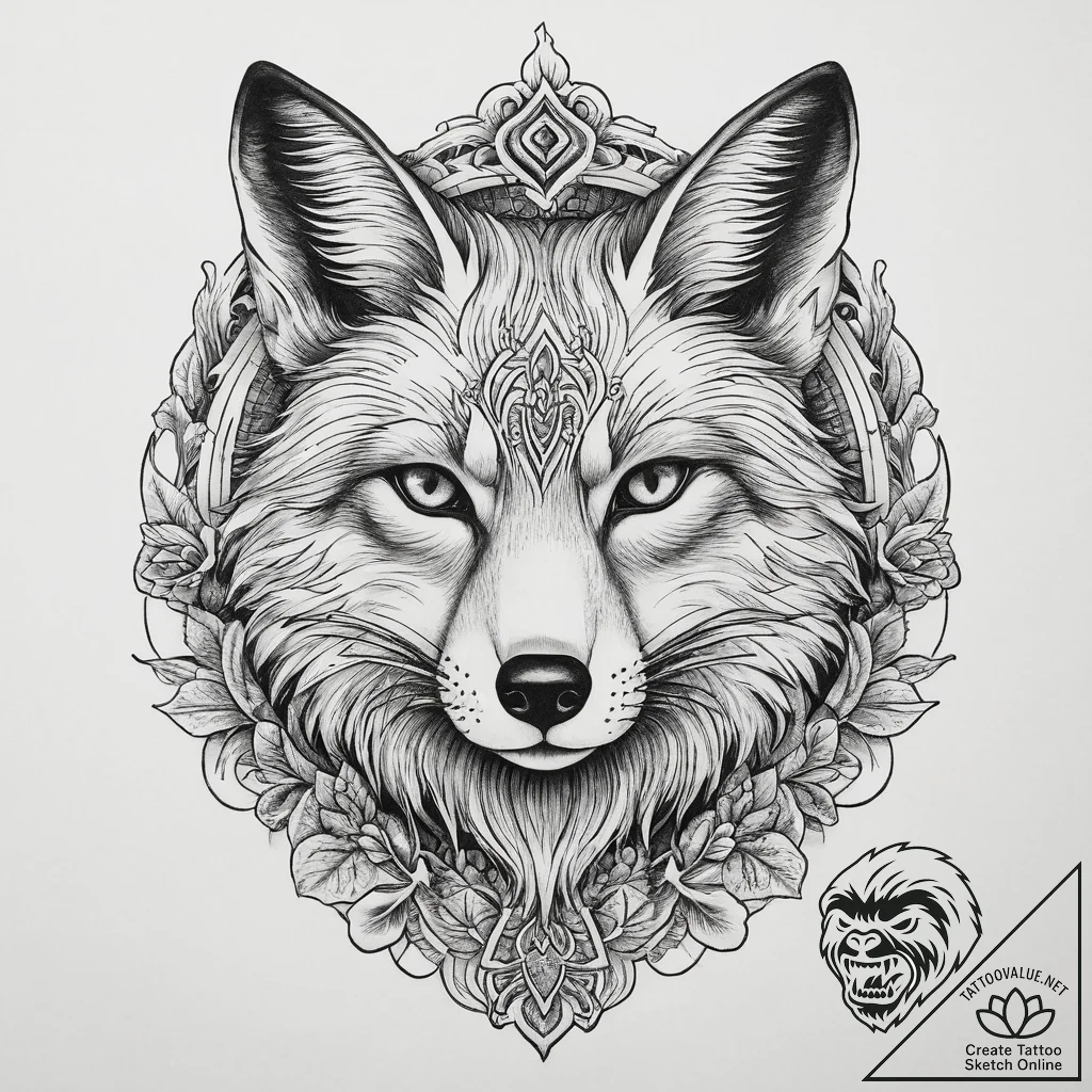 Tattoo sketch fox tattoo, tattoo line art, ne... - tattoo sketch (№1760323171_0, 13.10.2025 02:39) — tattoovalue.net