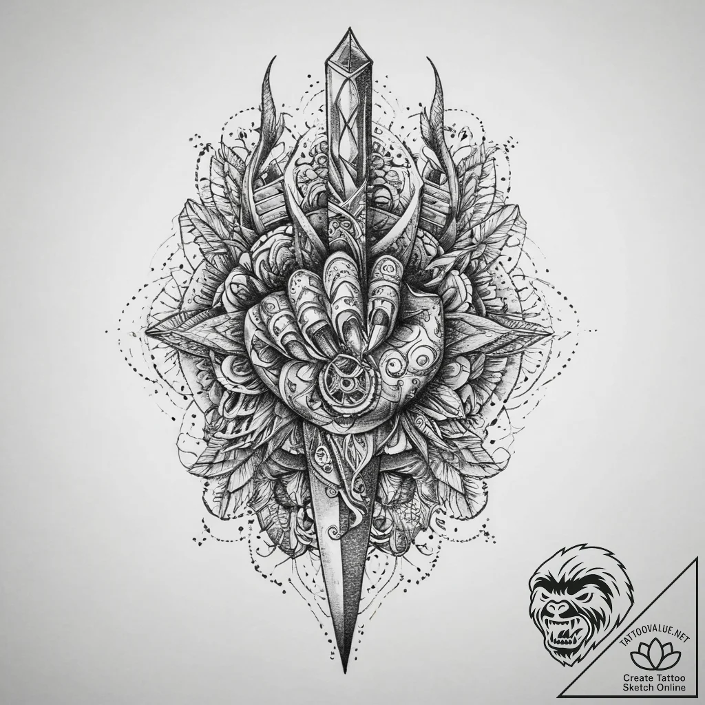 Tattoo sketch hands with a scissors, ink illu... - tattoo sketch (№1760323612_0, 13.10.2025 02:46) — tattoovalue.net