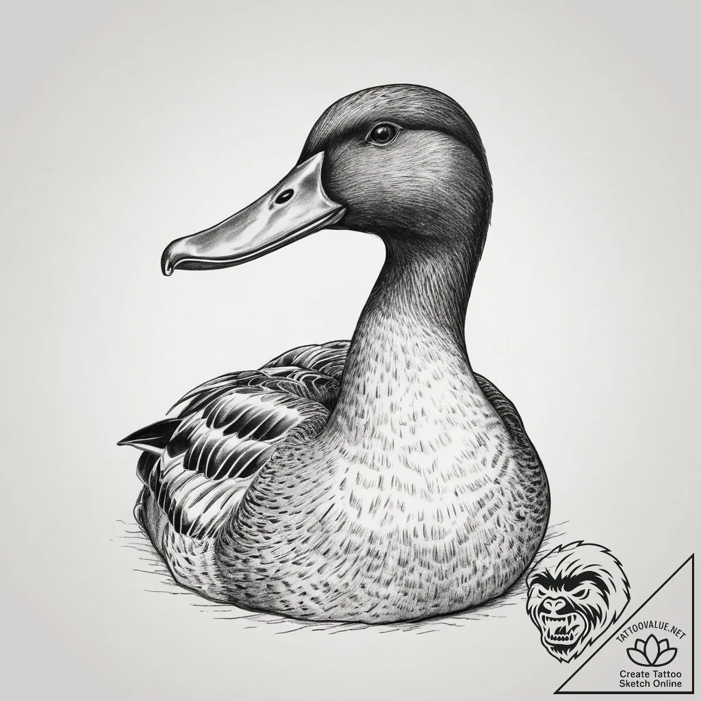 Tattoo sketch mallard, artistic tattoo sketch... - tattoo sketch (№1760326671_0, 13.10.2025 03:37) — tattoovalue.net