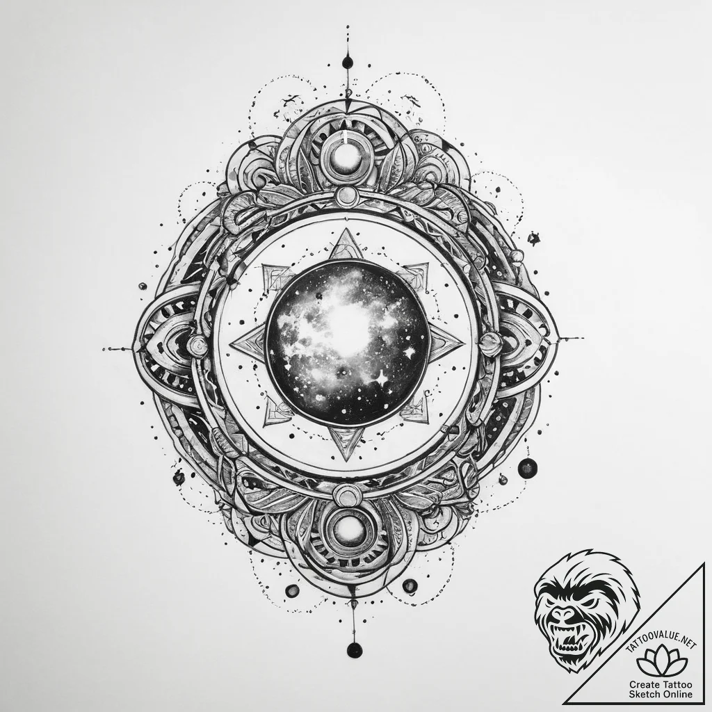 Tattoo sketch cosmic universe - tattoo sketch (№1760327107_0, 13.10.2025 03:45) — tattoovalue.net