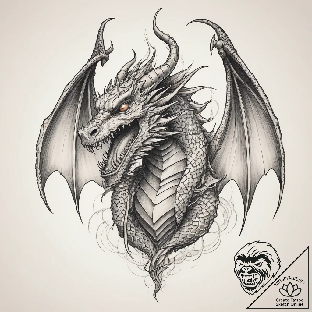 Tattoo sketch dragon's lair, tattoo drawing o... - tattoo sketch (№1760327756_0, 13.10.2025 03:55) — tattoovalue.net