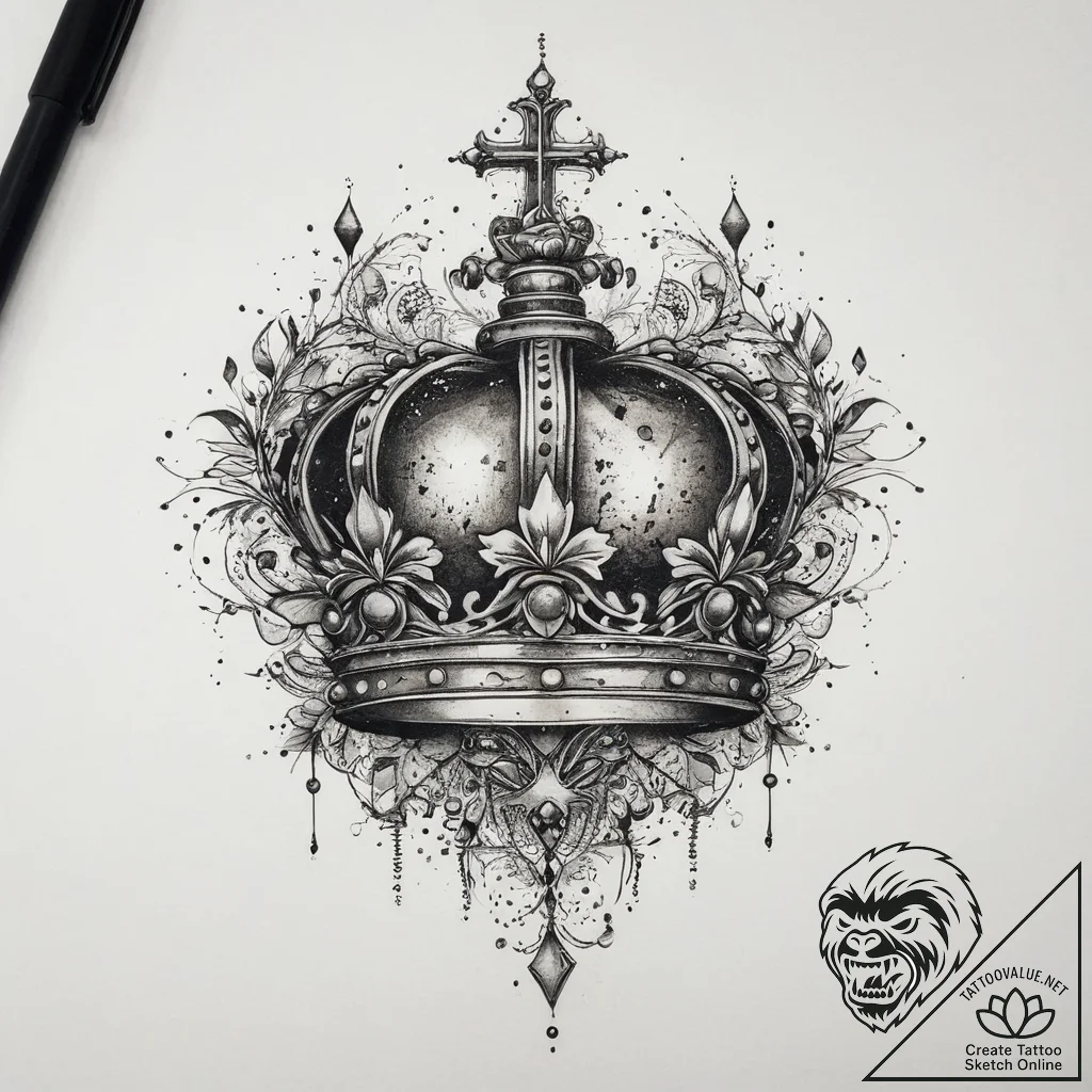 Tattoo sketch crown, tattoo flash sheet desig... - tattoo sketch (№1760329716_0, 13.10.2025 04:28) — tattoovalue.net