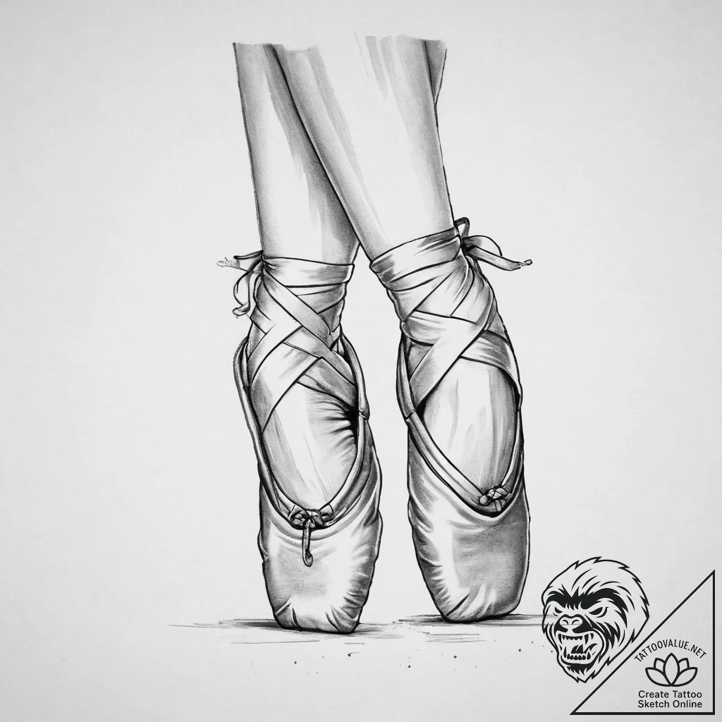Tattoo sketch dancer ballet slipper, concept... - tattoo sketch (№1760330380_0, 13.10.2025 04:39) — tattoovalue.net