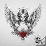Tattoo sketch angel with a skull, tattoo draw… – tattoo sketch (№1760330812_0, 13.10.2025 04:46) — tattoovalue.net