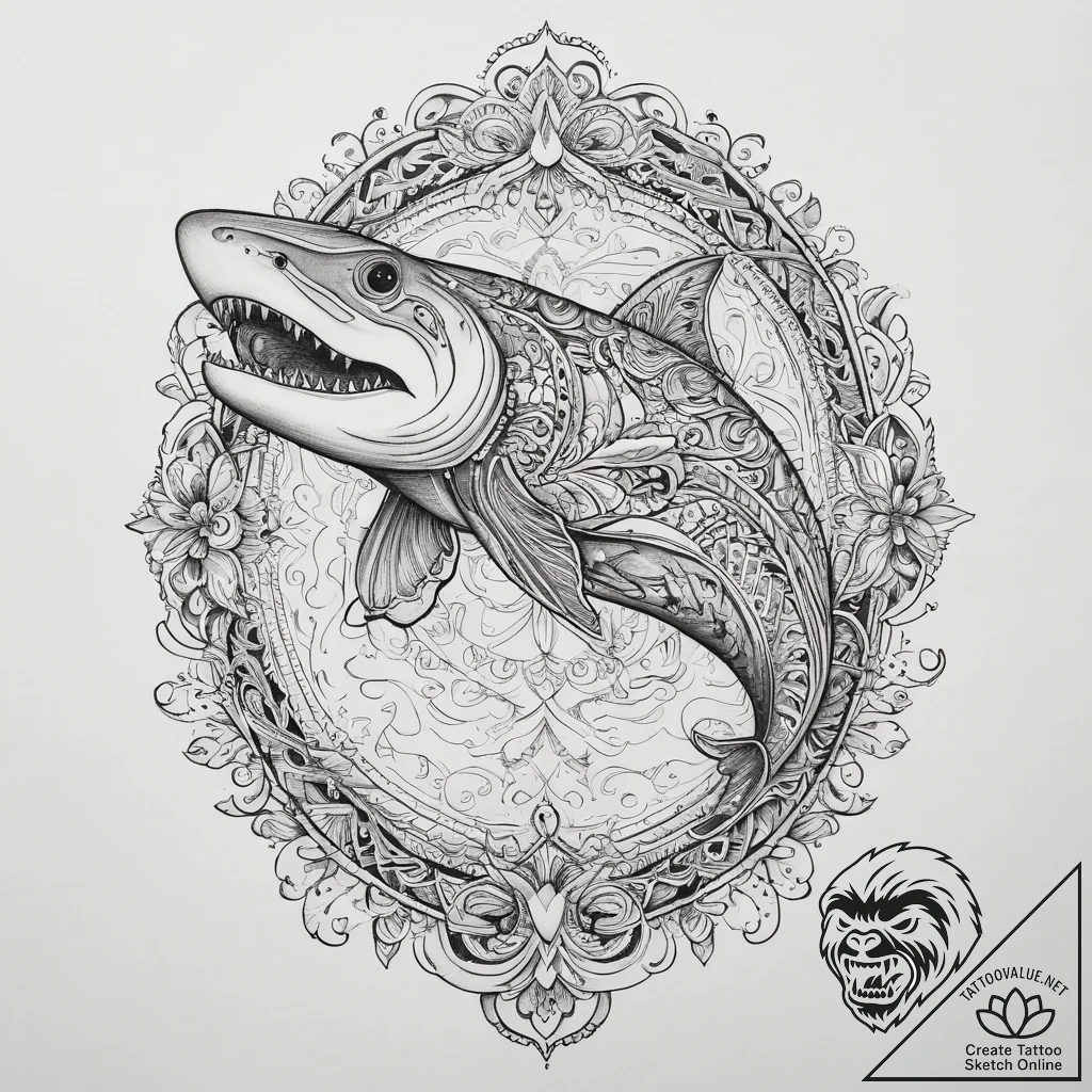 Tattoo sketch cookiecutter shark, tattoo line... - tattoo sketch (№1760332340_0, 13.10.2025 05:12) — tattoovalue.net