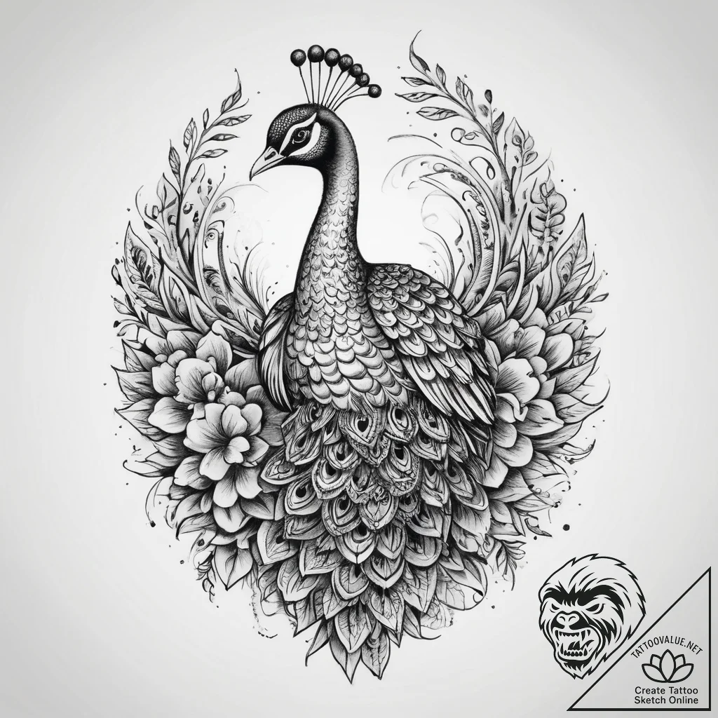 Tattoo sketch peacock tattoo, artistic tattoo... - tattoo sketch (№1760333643_0, 13.10.2025 05:34) — tattoovalue.net
