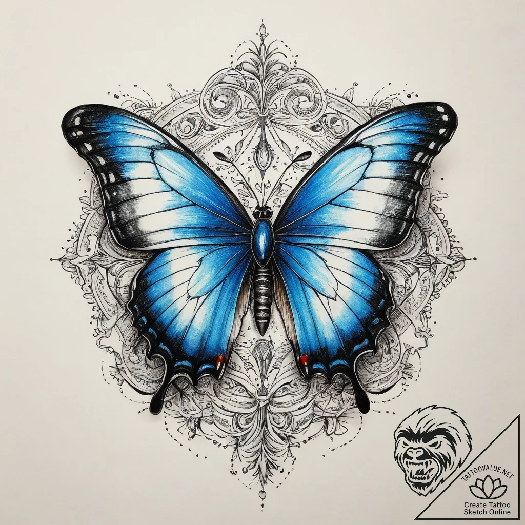 Tattoo sketch blue morpho butterfly, tattoo f... - tattoo sketch (№1760333860_0, 13.10.2025 05:37) — tattoovalue.net