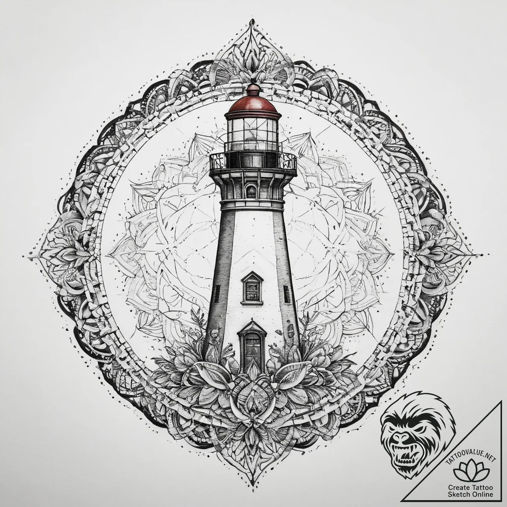 Tattoo sketch lighthouse, artistic tattoo ske... - tattoo sketch (№1760335174_0, 13.10.2025 05:59) — tattoovalue.net