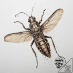 Tattoo sketch migratory locust, tattoo line a… – tattoo sketch (№1760335841_0, 13.10.2025 06:10) — tattoovalue.net