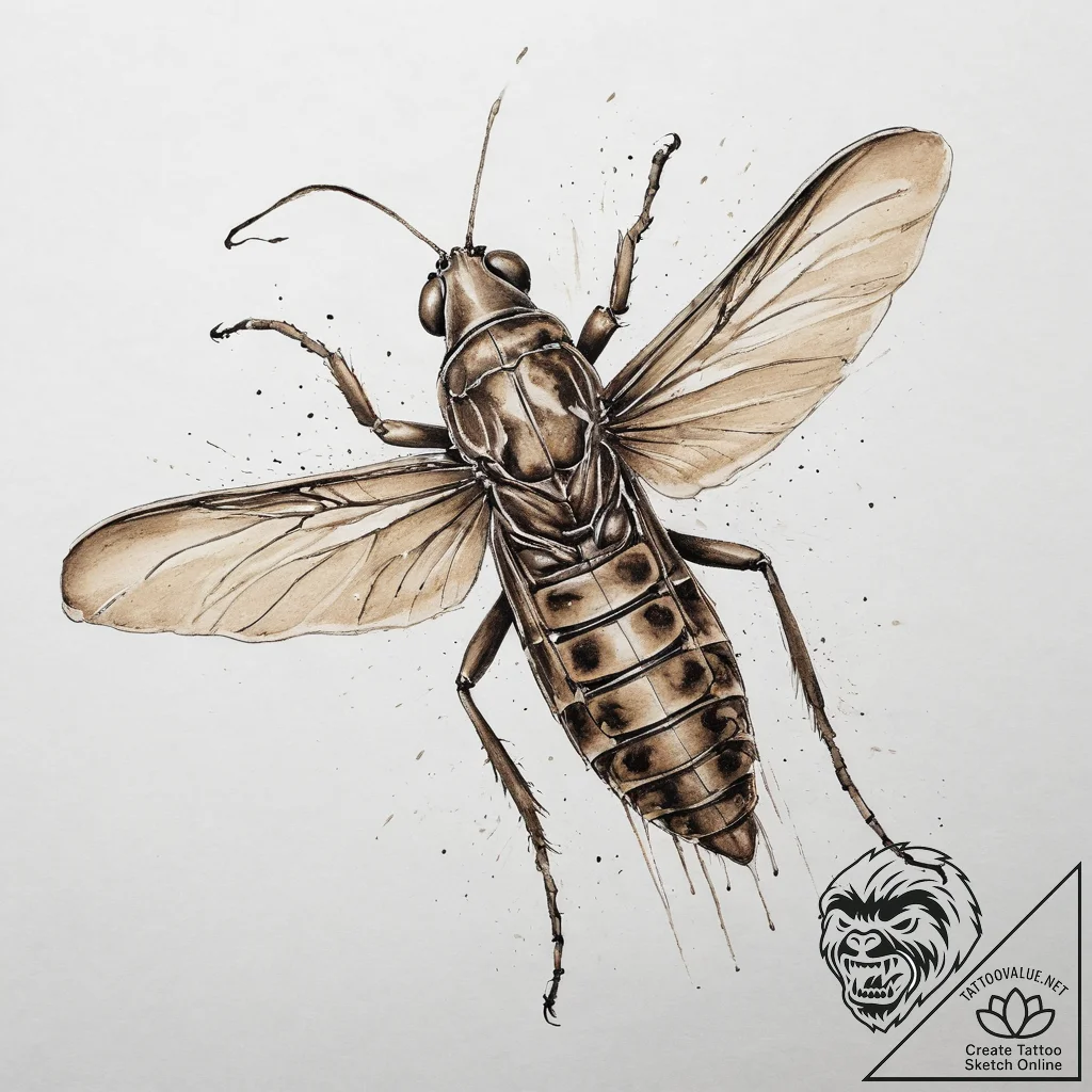 Tattoo sketch migratory locust, tattoo line a... - tattoo sketch (№1760335841_0, 13.10.2025 06:10) — tattoovalue.net