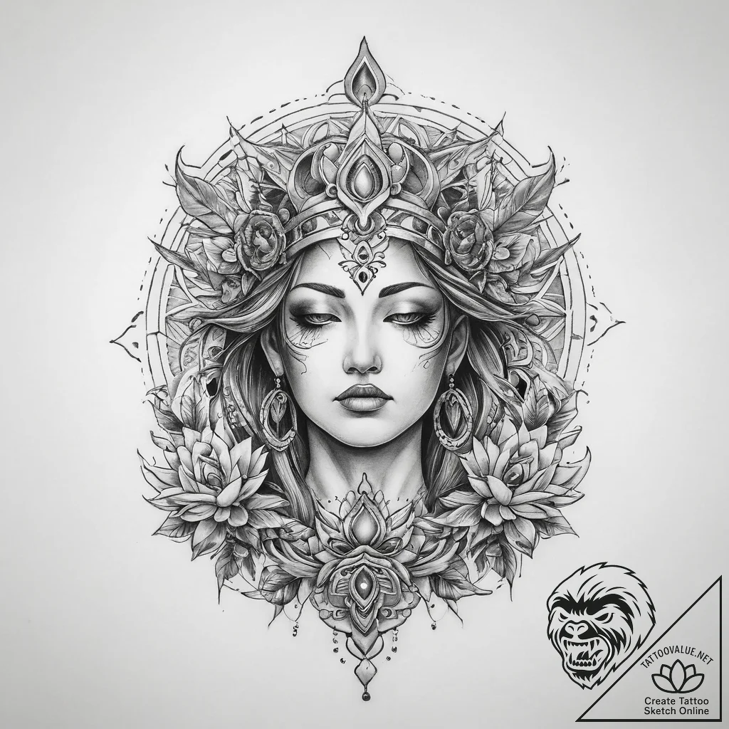 Tattoo sketch spiritual scene - tattoo sketch (№1760337589_0, 13.10.2025 06:39) — tattoovalue.net