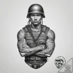Tattoo sketch soldier with a chain, tattoo dr… – tattoo sketch (№1760338039_0, 13.10.2025 06:47) — tattoovalue.net