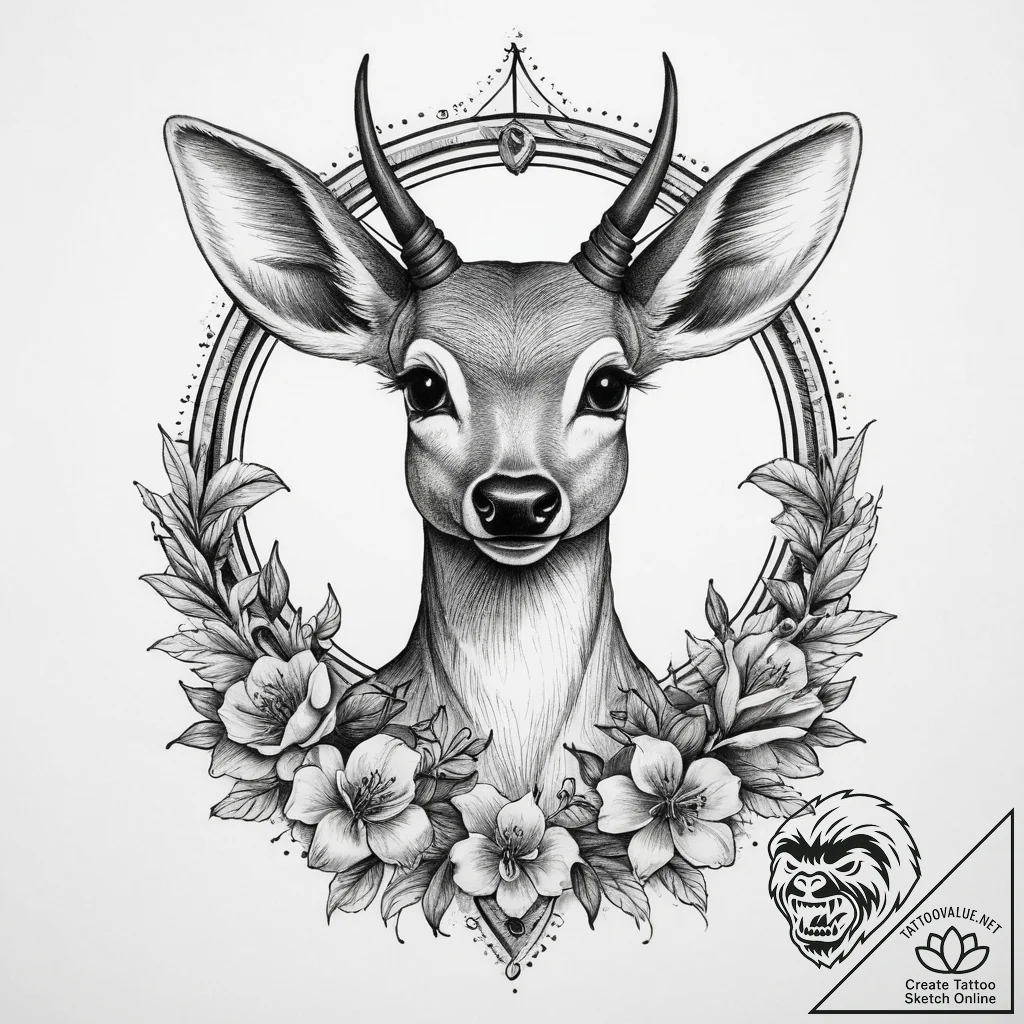 Tattoo sketch graceful fawn tattoo, tattoo sk... - tattoo sketch (№1760340755_0, 13.10.2025 07:32) — tattoovalue.net