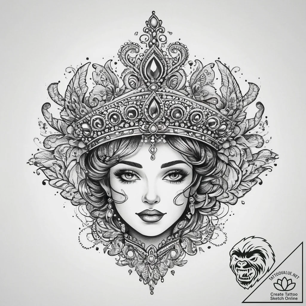 Tattoo sketch tiara, artistic tattoo sketch,... - tattoo sketch (№1760341190_0, 13.10.2025 07:39) — tattoovalue.net