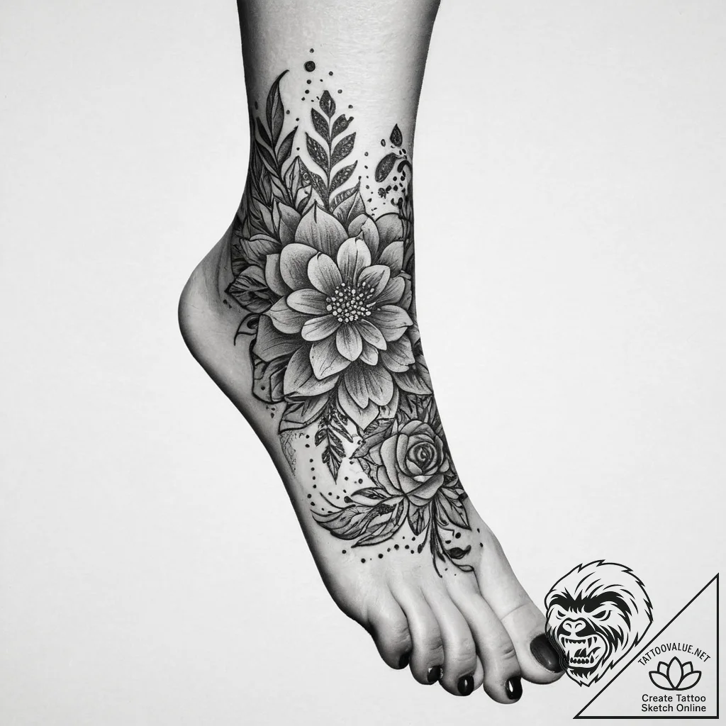 Tattoo sketch foot, tattoo flash sheet design... - tattoo sketch (№1760344030_0, 13.10.2025 08:27) — tattoovalue.net