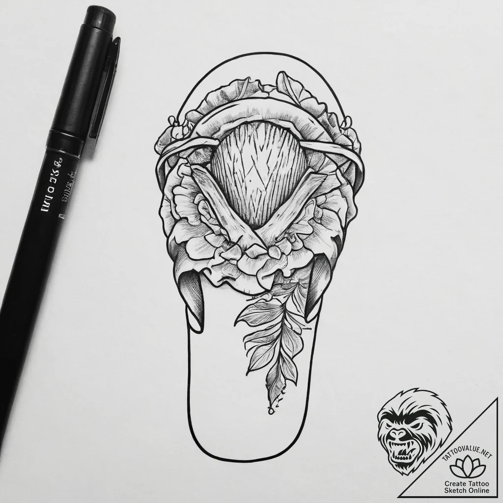 Tattoo sketch sandal with a shell, tattoo fla... - tattoo sketch (№1760345766_0, 13.10.2025 08:56) — tattoovalue.net