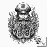 Tattoo sketch soldier with a kraken, tattoo l… – tattoo sketch (№1760346200_0, 13.10.2025 09:03) — tattoovalue.net