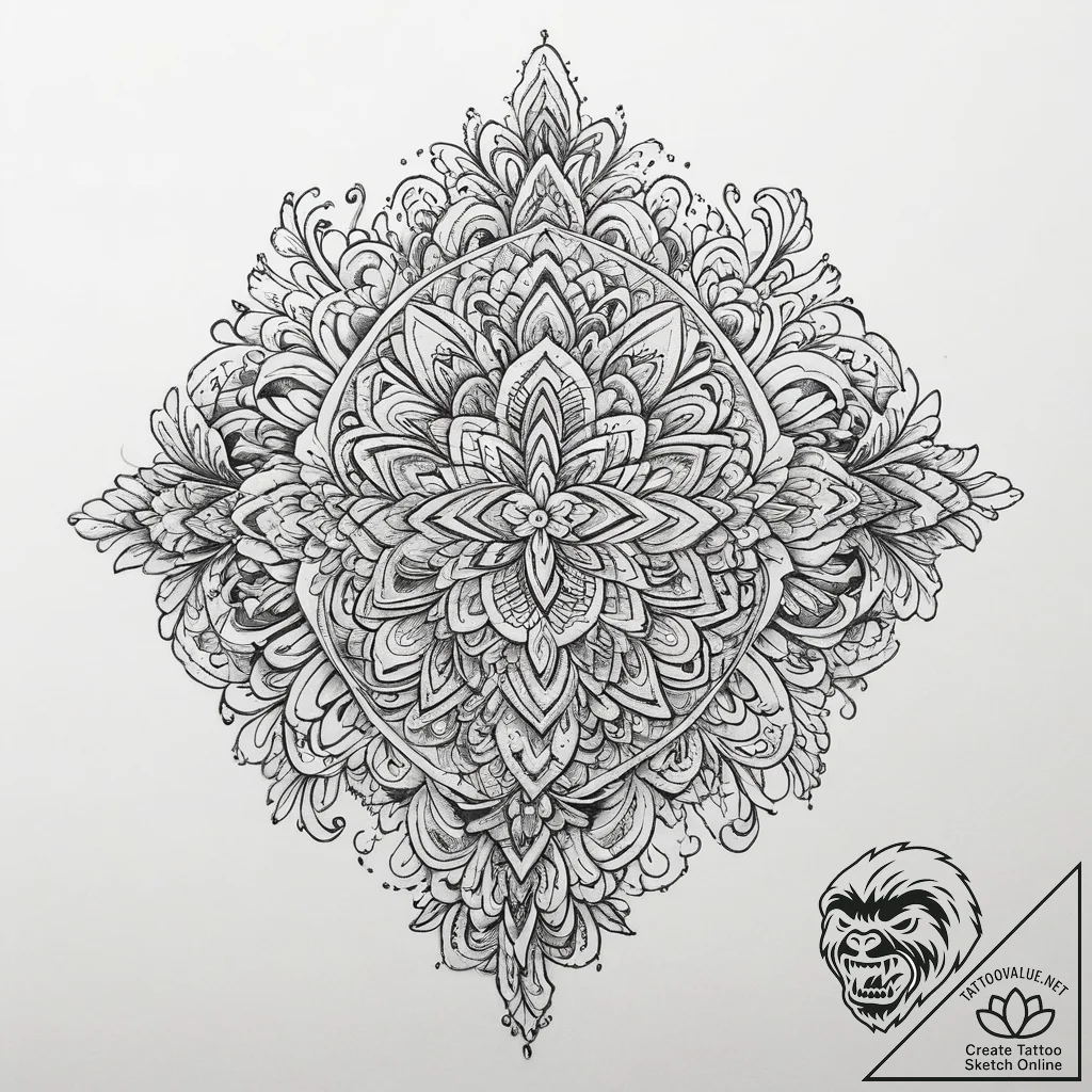 Tattoo sketch slavic embroidery pattern with... - tattoo sketch (№1760346853_0, 13.10.2025 09:14) — tattoovalue.net