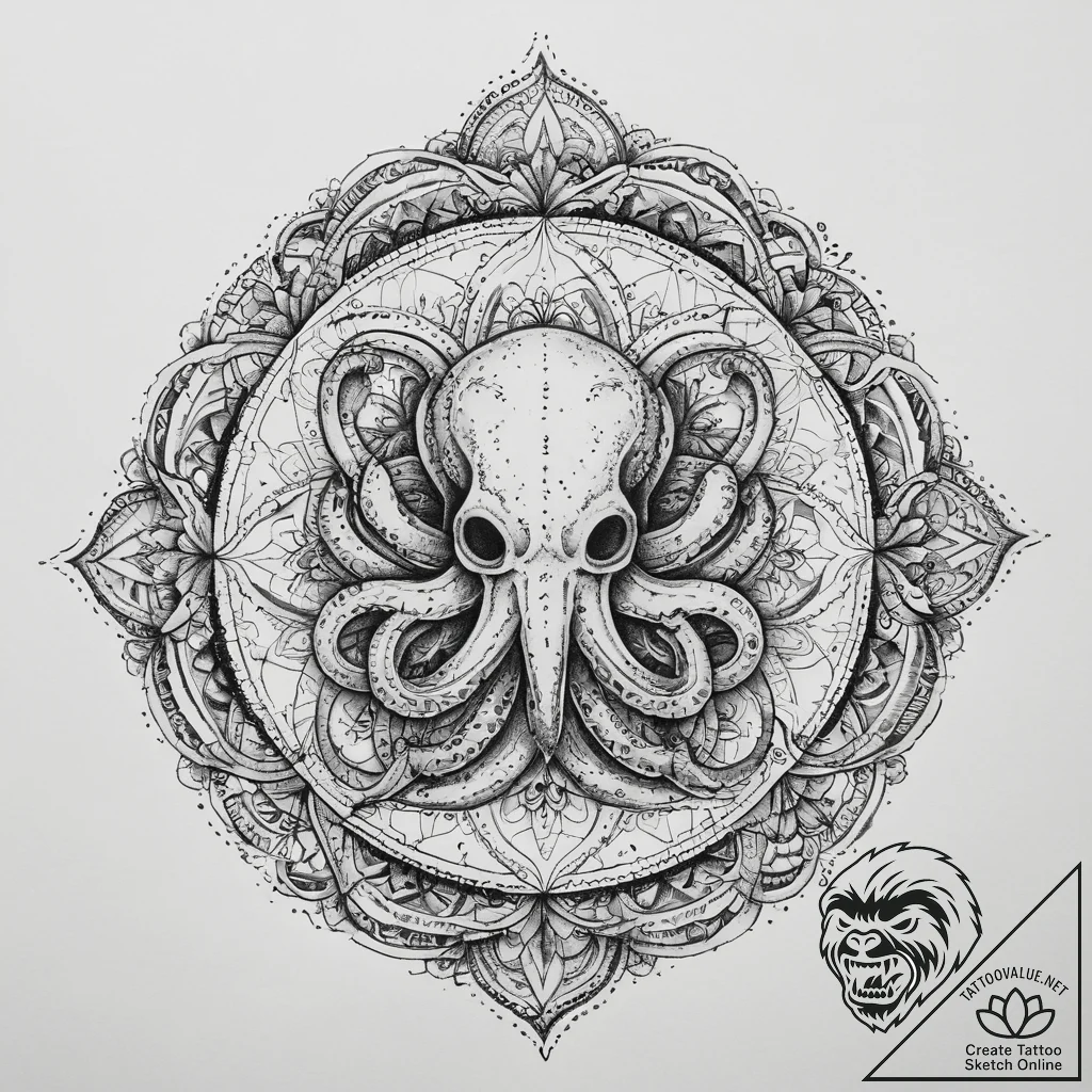 Tattoo sketch kraken tentacle, ink illustrati... - tattoo sketch (№1760347071_0, 13.10.2025 09:17) — tattoovalue.net