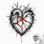 Tattoo sketch broken heart with a crack, ink… – tattoo sketch (№1760348165_0, 13.10.2025 09:36) — tattoovalue.net