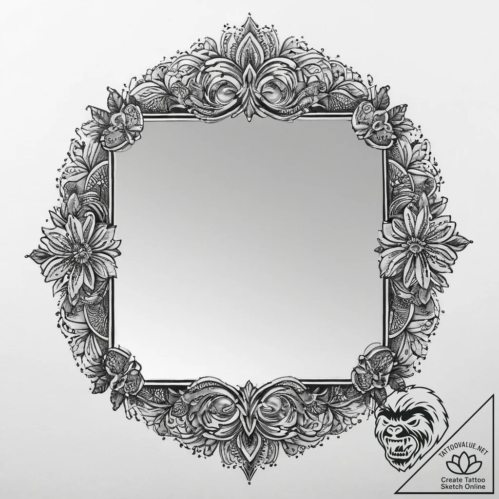 Tattoo sketch mirror, ink illustration for ta... - tattoo sketch (№1760348382_0, 13.10.2025 09:39) — tattoovalue.net