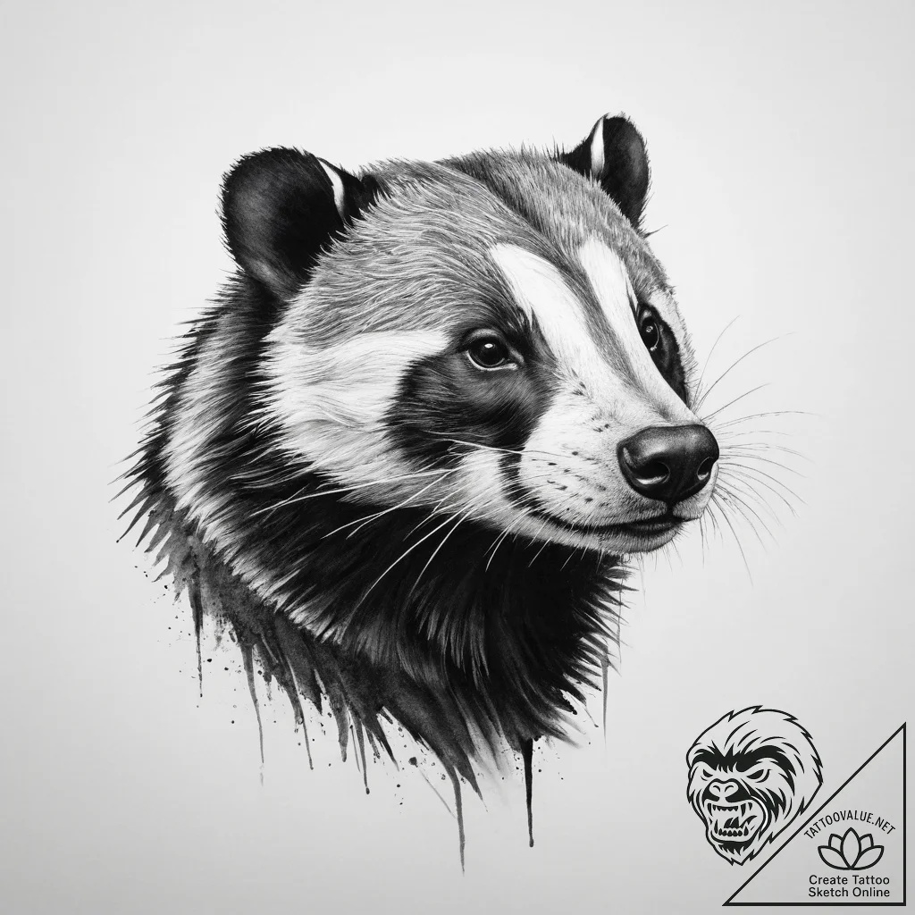 Tattoo sketch badger - tattoo sketch (№1760348600_0, 13.10.2025 09:43) — tattoovalue.net