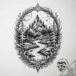 Tattoo sketch enchanted forest with a path, c… – tattoo sketch (№1760349036_0, 13.10.2025 09:50) — tattoovalue.net