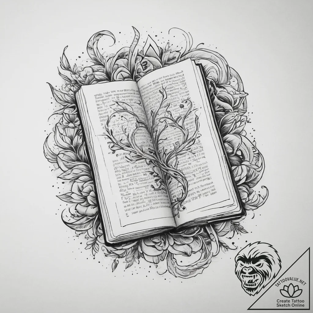Tattoo sketch hands with a book, tattoo flash... - tattoo sketch (№1760349690_0, 13.10.2025 10:01) — tattoovalue.net