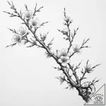 Tattoo sketch plum blossom branch – tattoo sketch (№1760352523_0, 13.10.2025 10:48) — tattoovalue.net