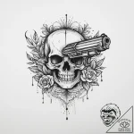 Tattoo sketch pistol with a skull, concept ar… – tattoo sketch (№1760352738_0, 13.10.2025 10:52) — tattoovalue.net