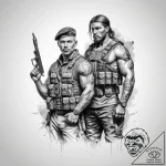 Tattoo sketch soldier with a prophet – tattoo sketch (№1760353170_0, 13.10.2025 10:59) — tattoovalue.net