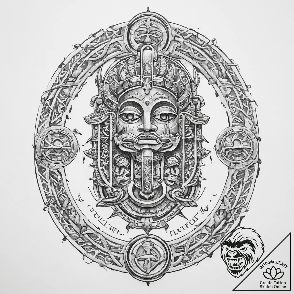 Tattoo sketch cartouche with a hieroglyph - tattoo sketch (№1760353601_0, 13.10.2025 11:06) — tattoovalue.net